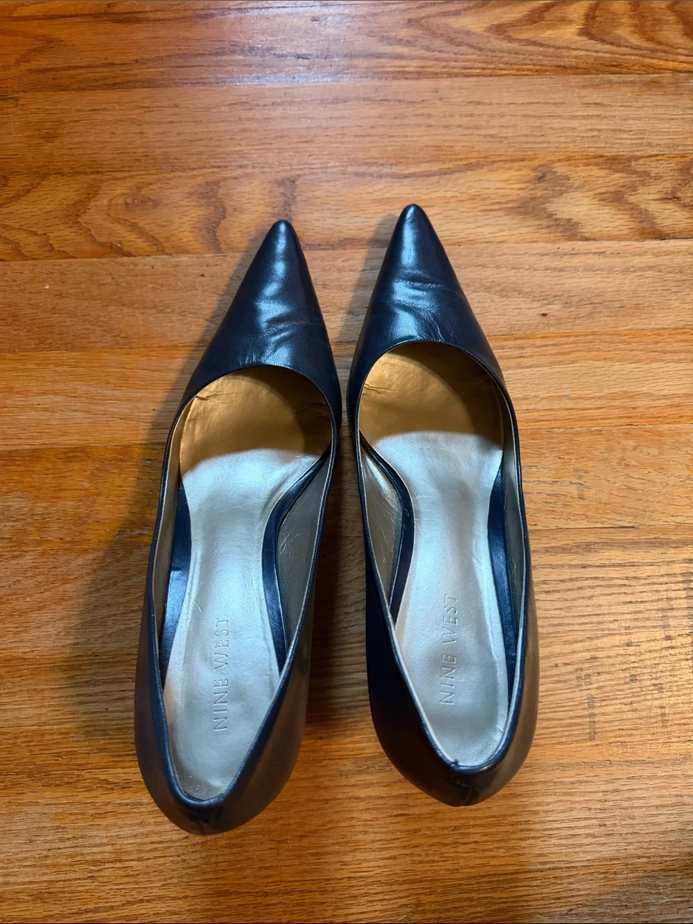 Nine West Black Pointed Leather Pumps